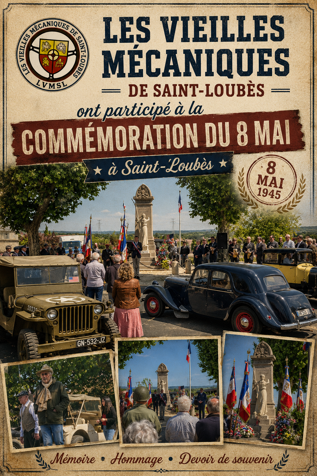 Les Vieilles Mécaniques à la commémoration du 8 mai à Saint-Loubès